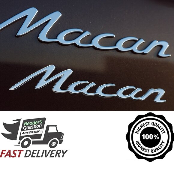 Porsche Macan Chrome Rear Emblem Badge 2014–2024 OEM Style - Picture 3 of 4